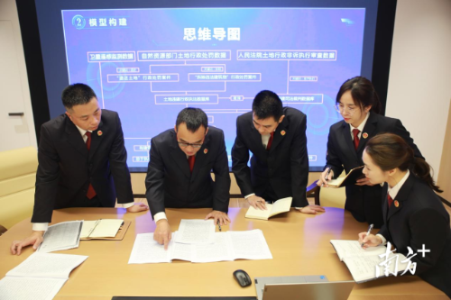 中山市检察机关数字检察团队就法律监督数据模型进行集体研讨。